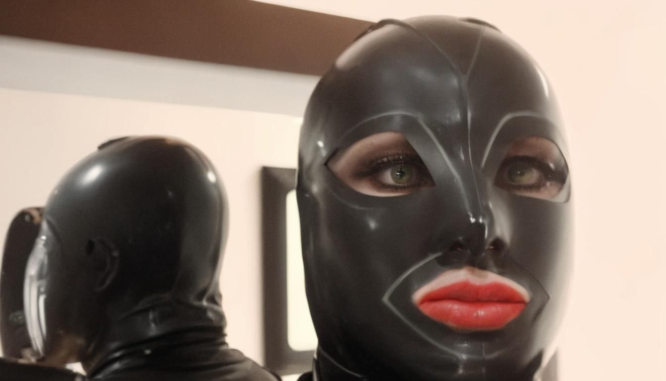 Woman in Latex Bodysuit in Sci-Fi Laboratory