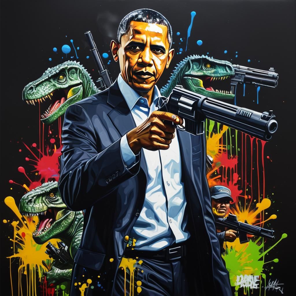 Dinosaurs with Guns: Cretaceous Warfare Graffiti Art