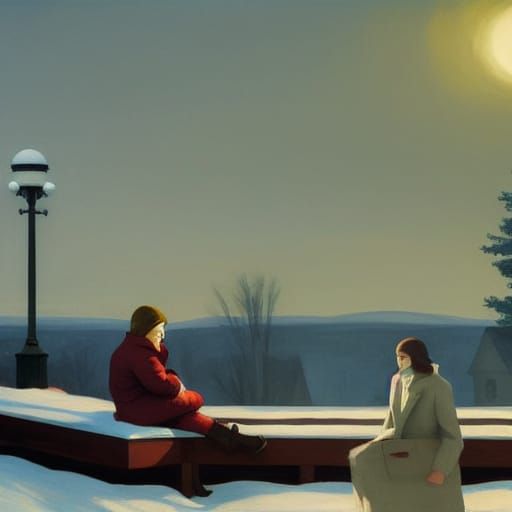 Winter Evening Settles: Film Noir Christmas Scene