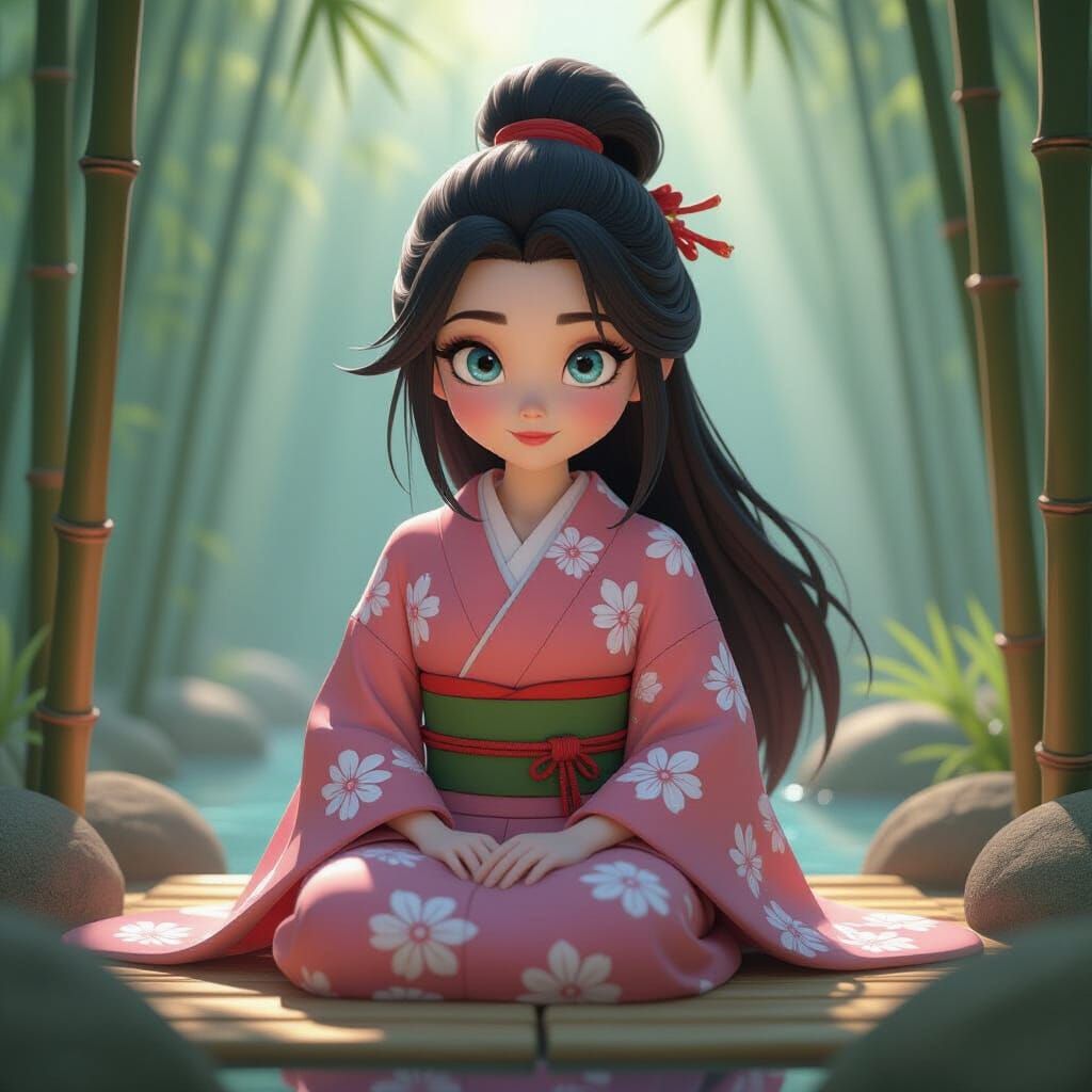 Samurai in Bamboo Garden: Pixar and Disney Style