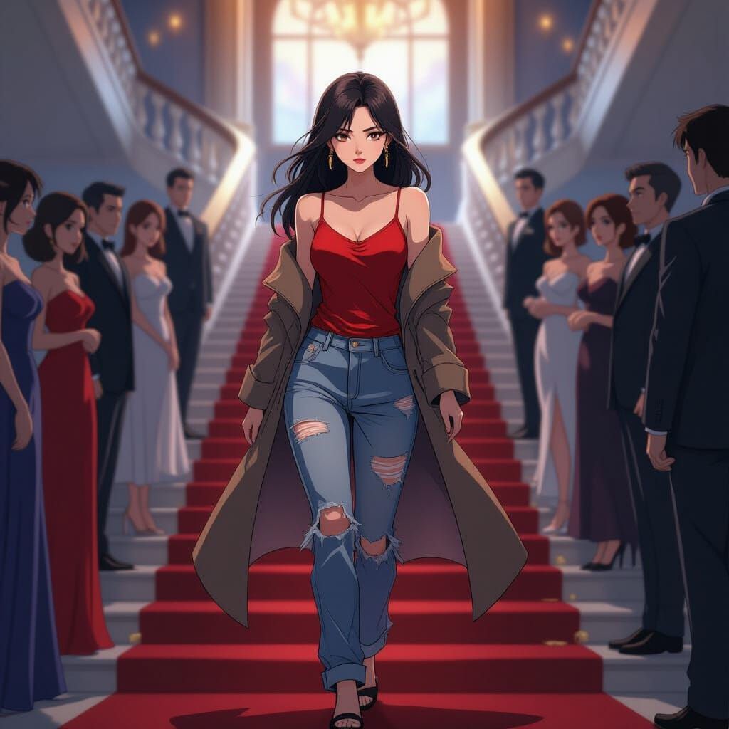Anime Style Portrait: Diep Chuoc On Grand Staircase