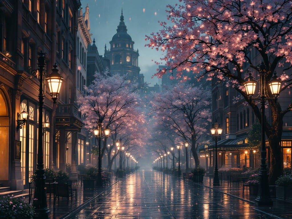 Surreal American Streetscape at Dawn