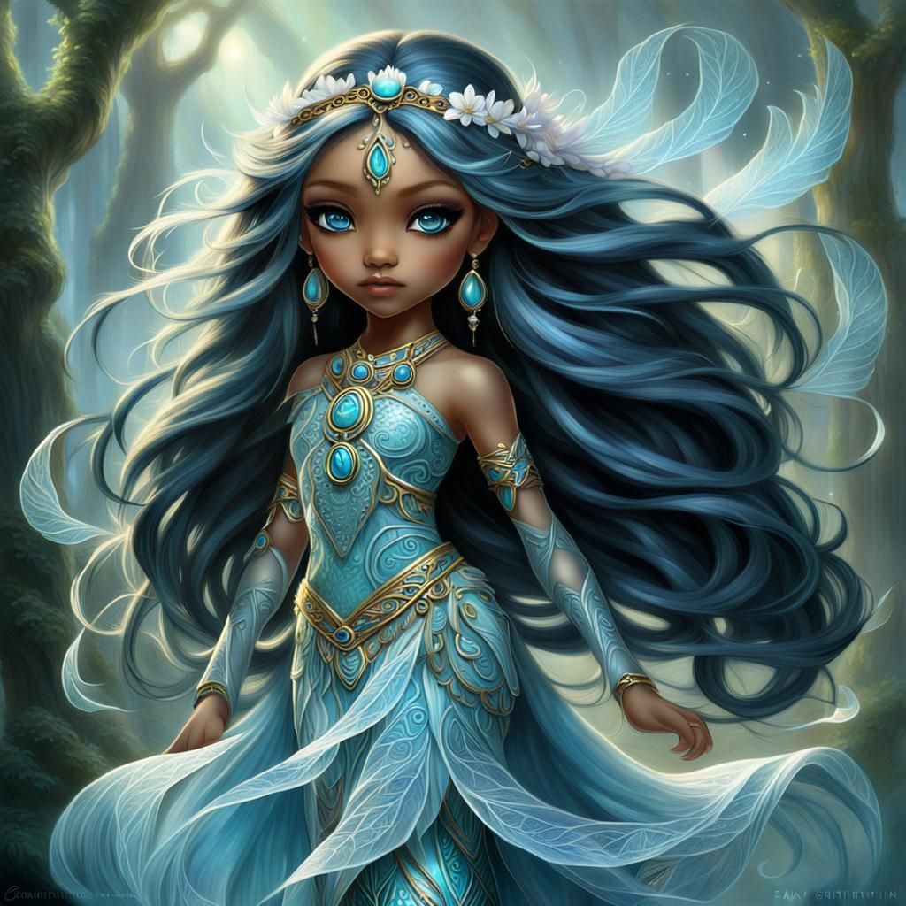 Chibi Wind Goddess in Ethereal Fantasy Style