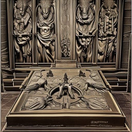 Ornate Sacrificial Altar in Dark Temple