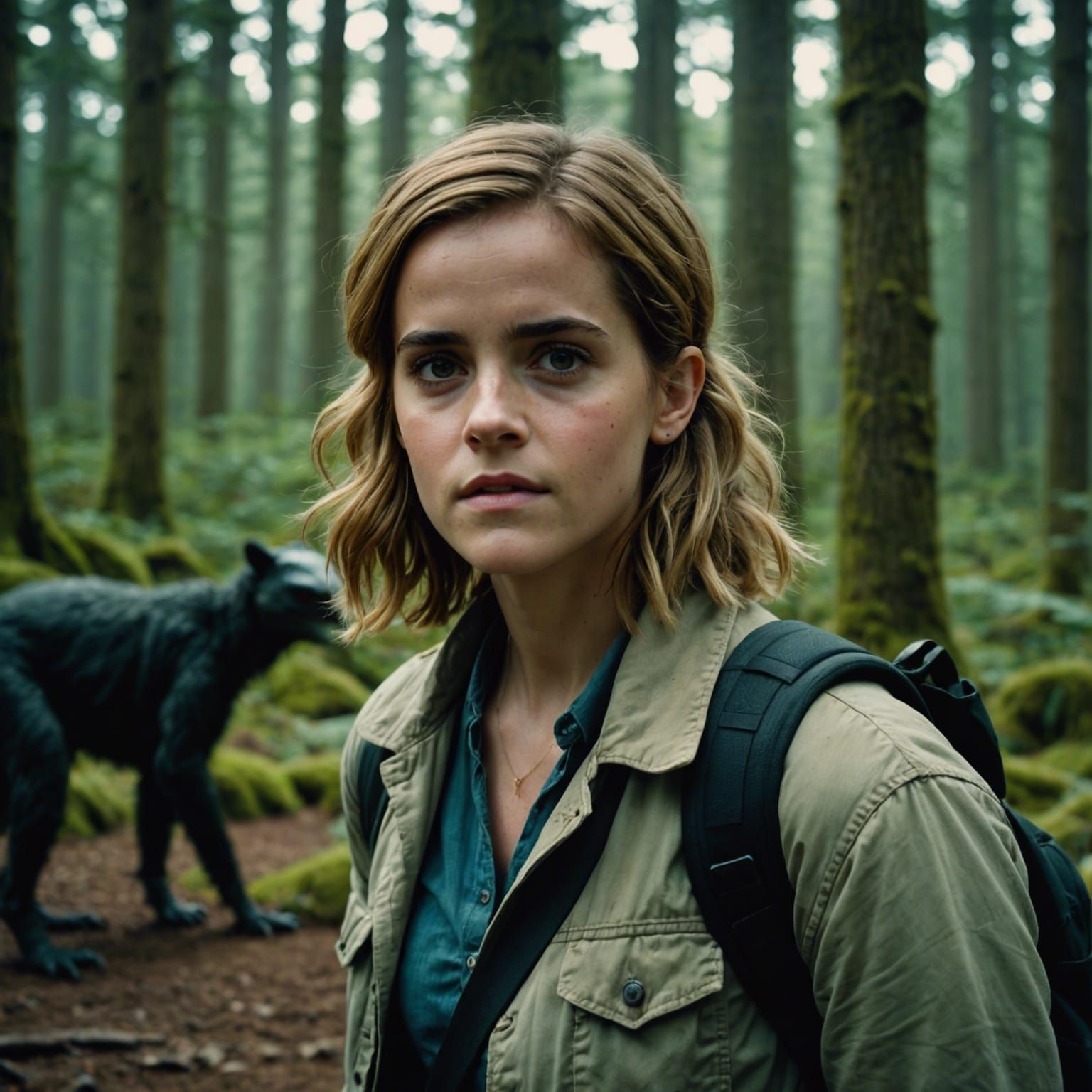 Emma Watson Cinematic Portrait in Film Still Style