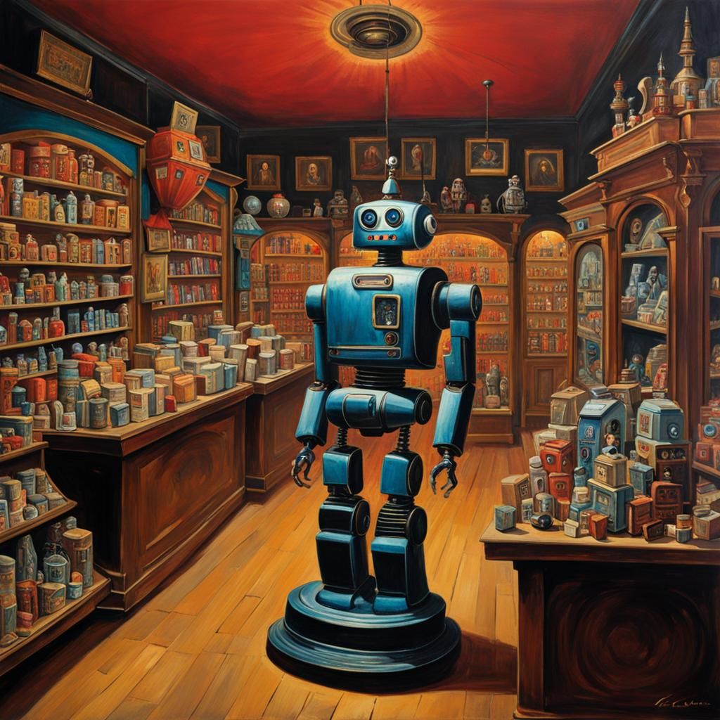 Robot in Adult Toy Store, Baroque Horror Style