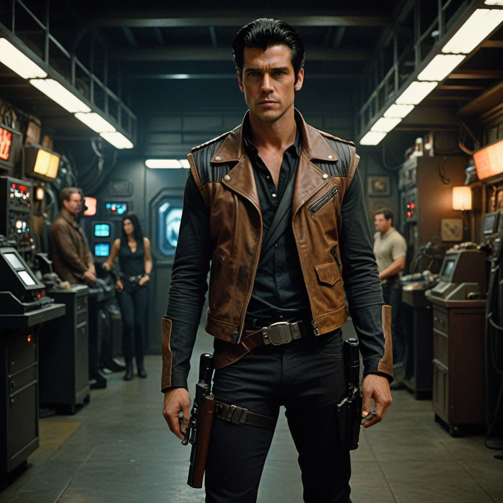 Galactic Pilot Dan Casey in Cinematic Film Still