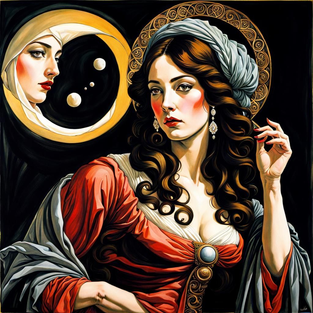 Mystical Fortune Teller: A Psychedelic Renaissance Painting