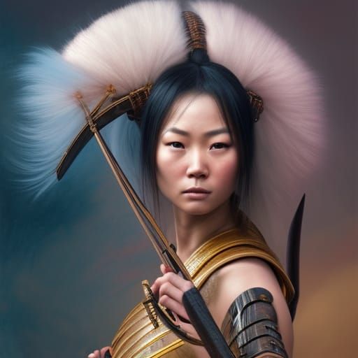Realistic Japanese Female Warrior Painting in 8K