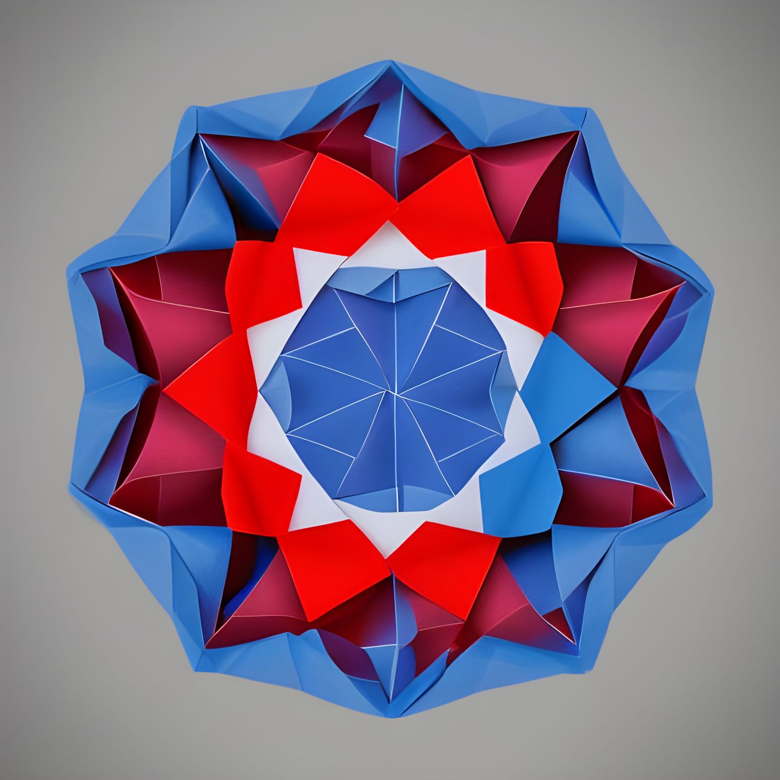 Patriotic Round Shield in Origami Style