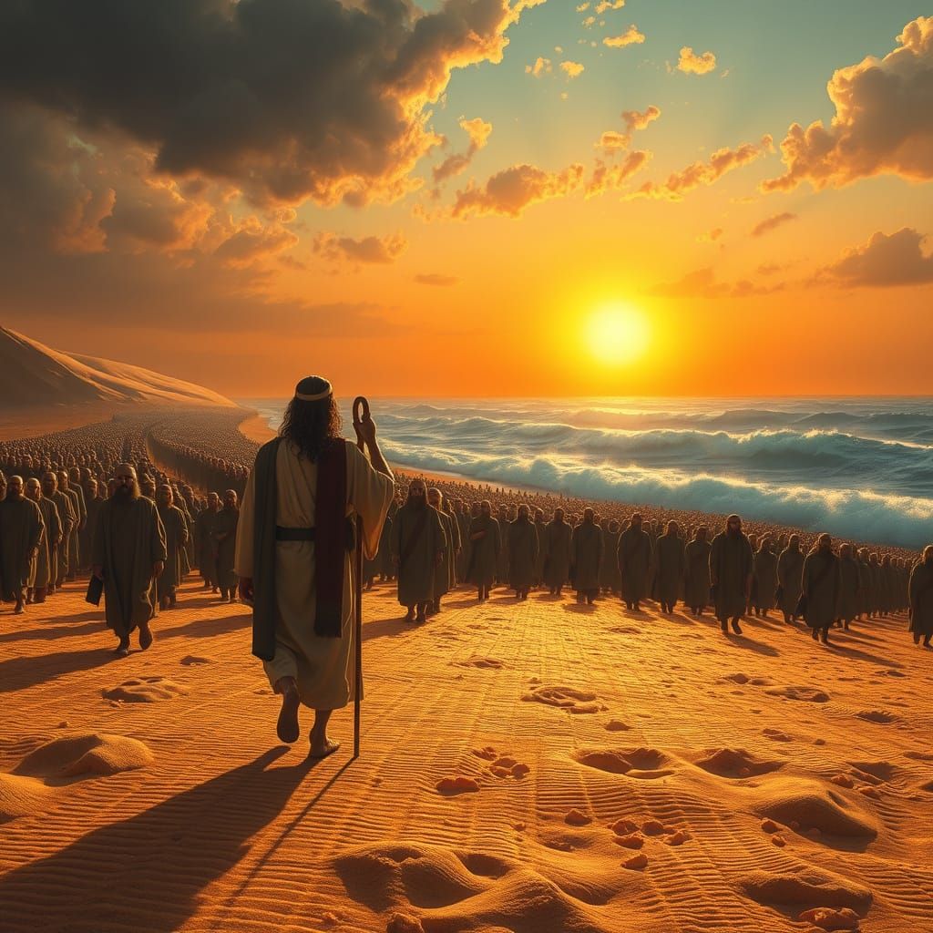 Moses Leads Israelites on a Golden Matzah Across the Desert ...