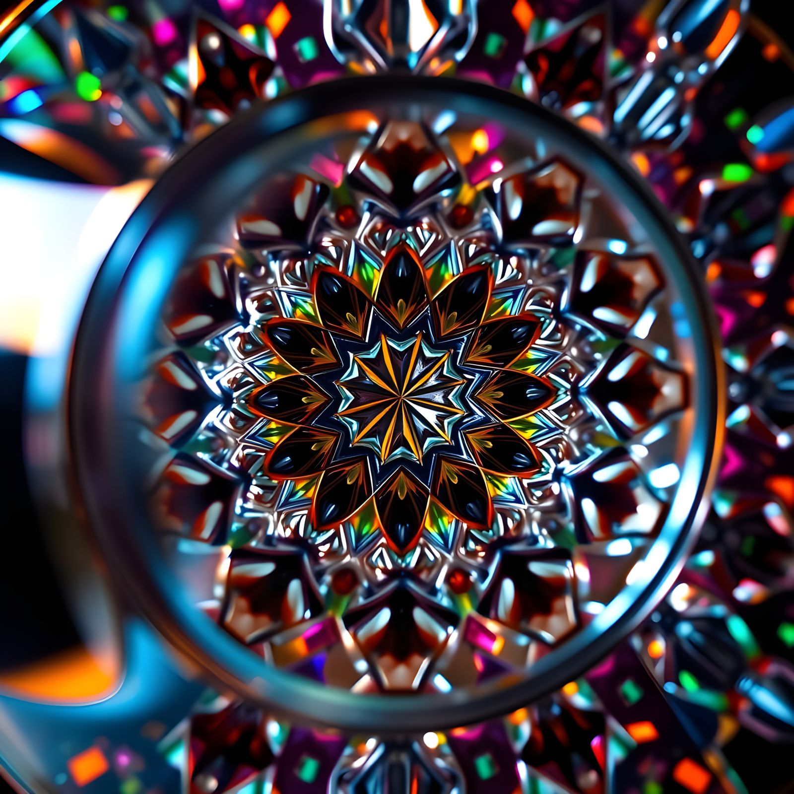 Hyperrealistic Kaleidoscope with Vibrant Colors and Intricat...