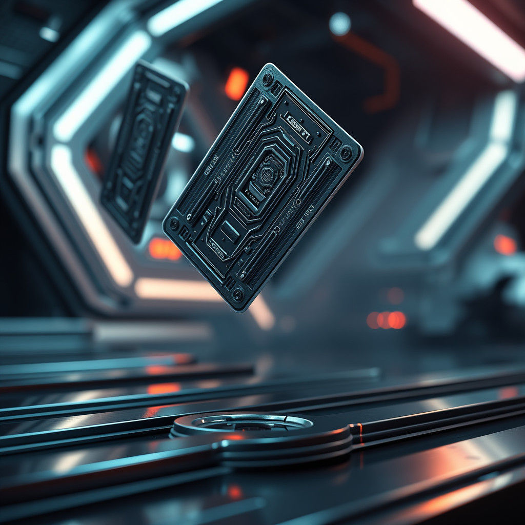 Levitating Cards in Futuristic High-Tech Style