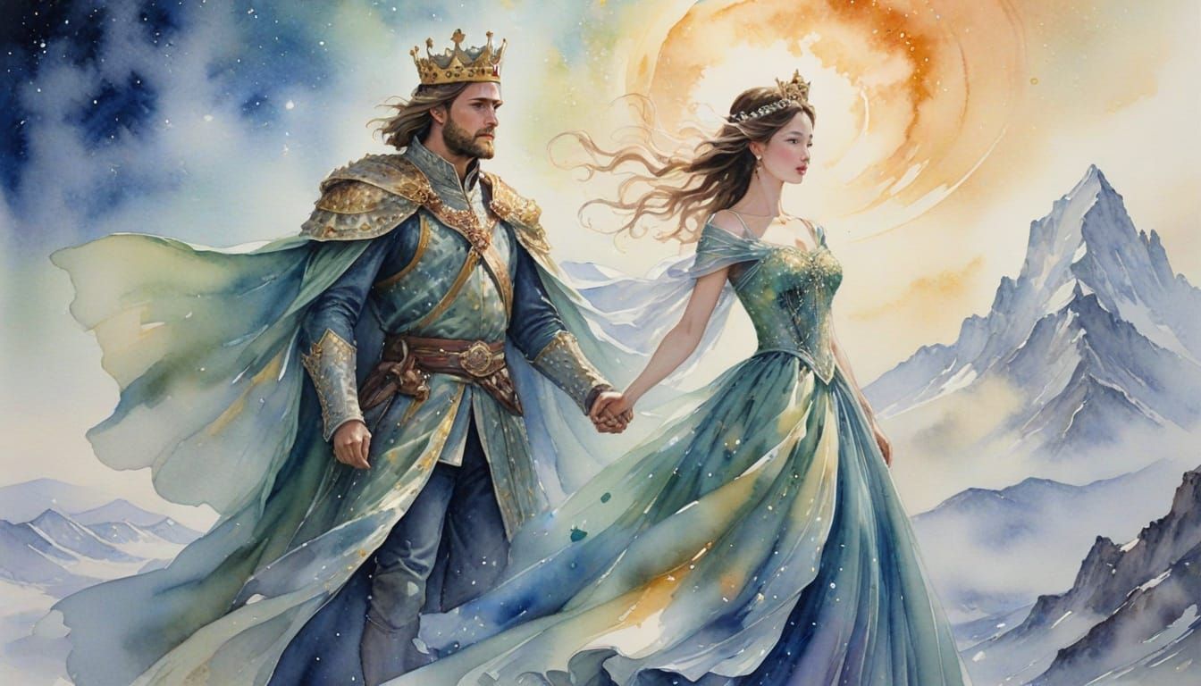 Fantasy King and Lady Watch Stars Over Sierra Nevada in Wate...