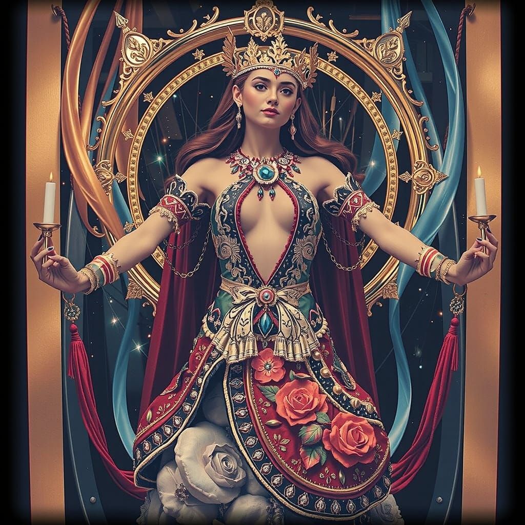 Dramatic Gold Scene with Volumetric Lighting