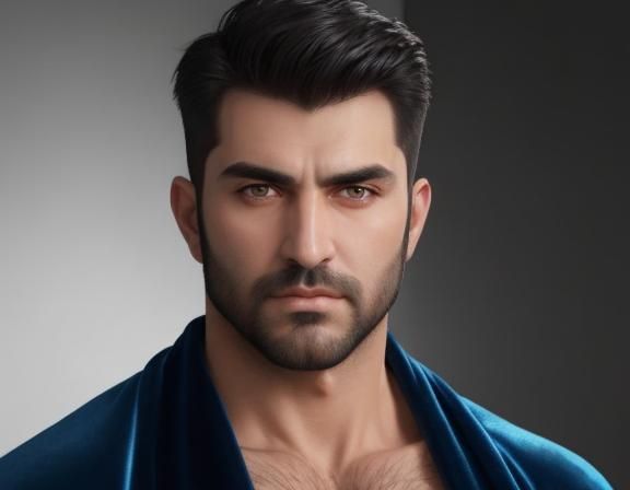 Turkish Hunk in Blue Velvet Robe