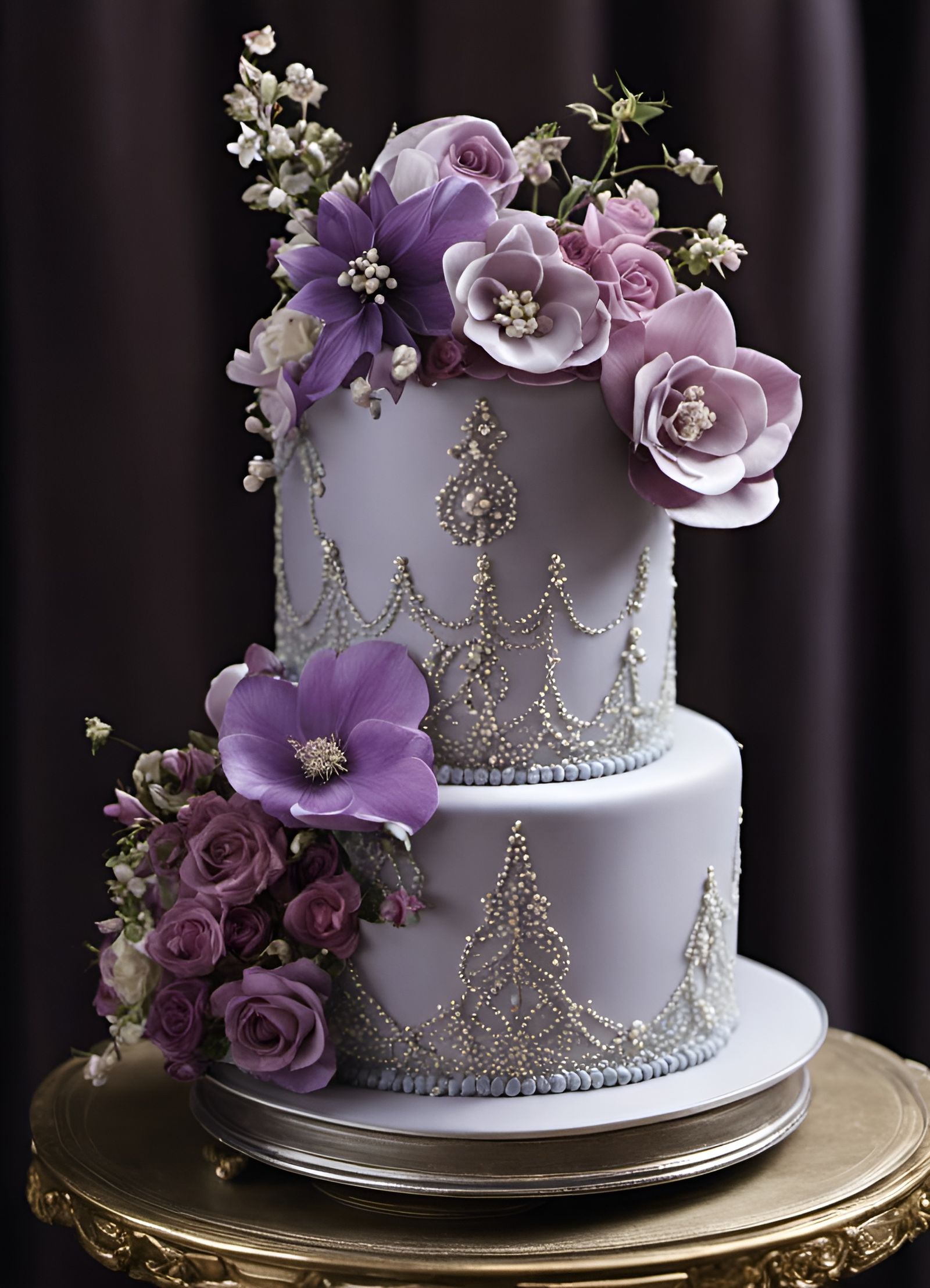 Fairytale Wedding Cake with Dark Academia Flowers