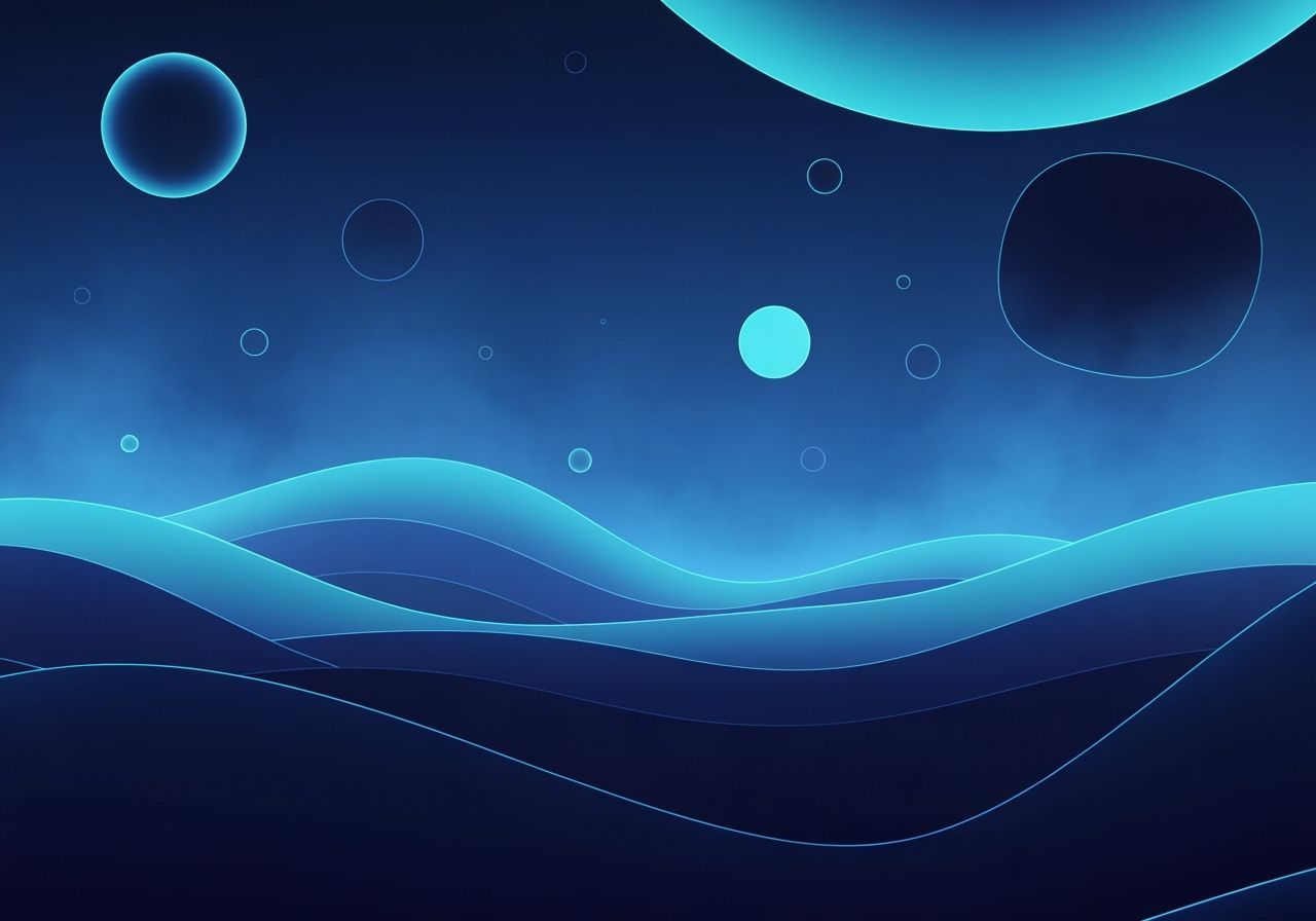 Surreal Blue Dreamscape with Floating Scenery in Synthwave S...