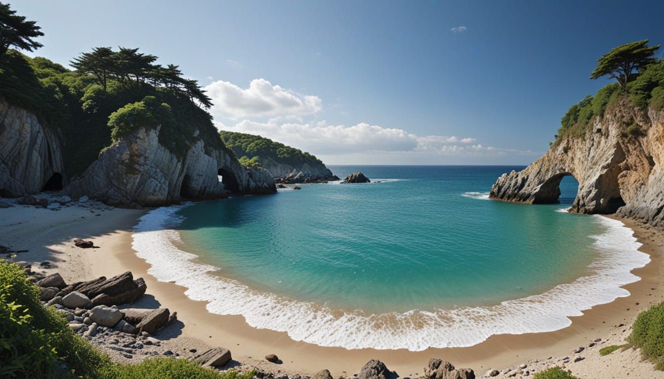 Surreal Summer Cove Landscape in Vibrant Hues