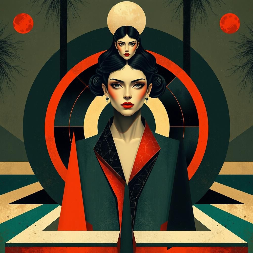 Avant-Garde Woman in Bauhaus Futurism Style