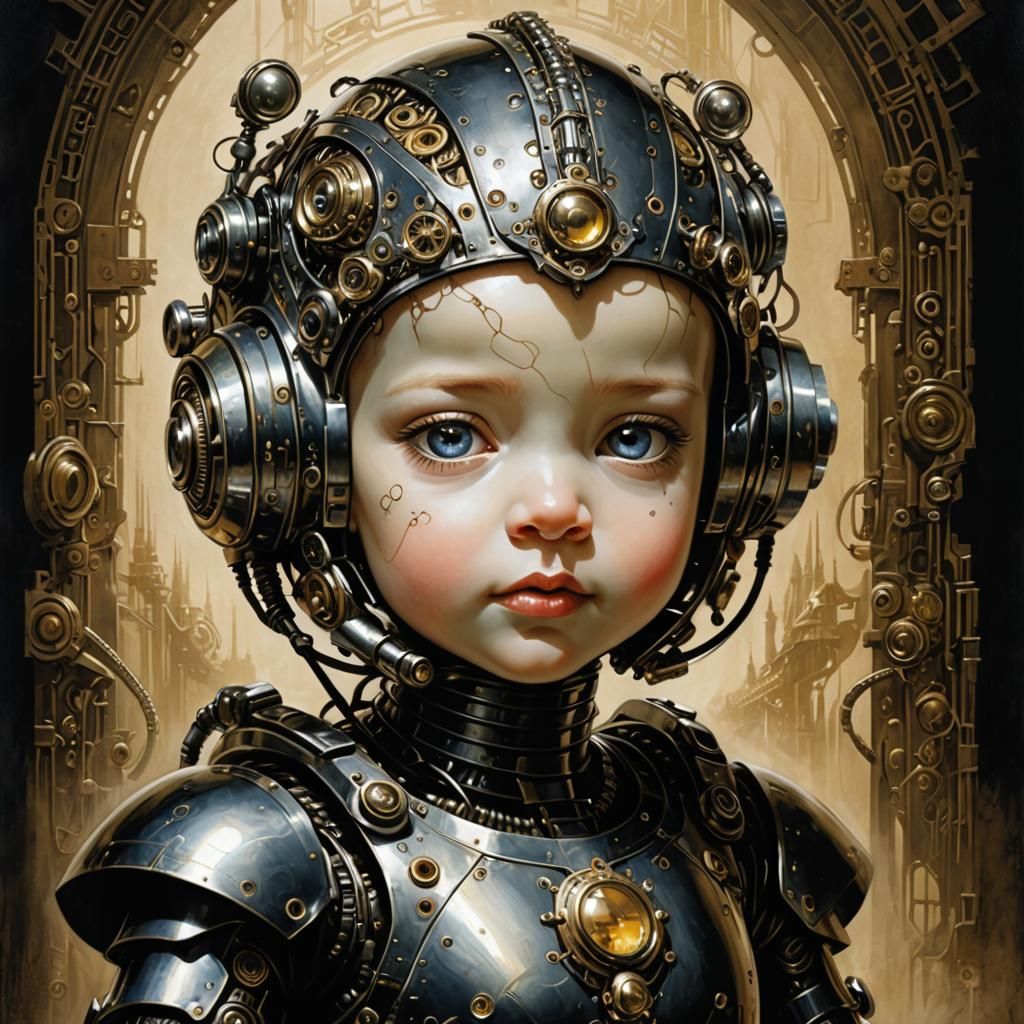Dieselpunk Borg Infant with Crocodile Scales