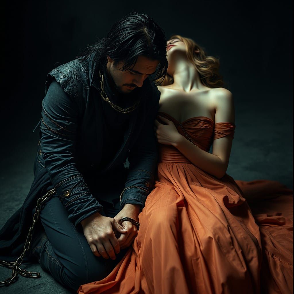 Man Ensnared by Beauty in Despairing Darkness