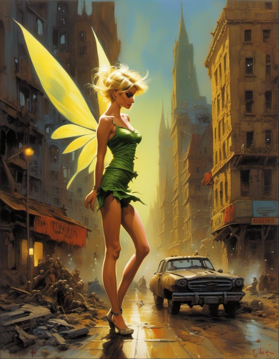 Tinkerbell in Post-Apocalyptic City: Adult Comic Art