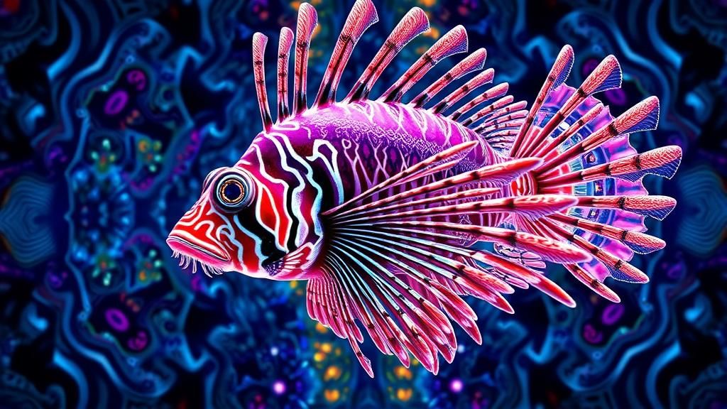 Surreal Symmetrical Portrait with Fractal and 3D Elements