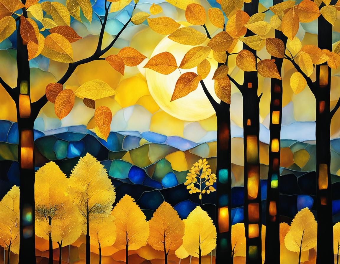 Gemstone Trees with Shimmering Leaves