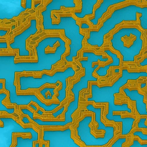 Stylized Labyrinth Map in Digital Fantasy Style