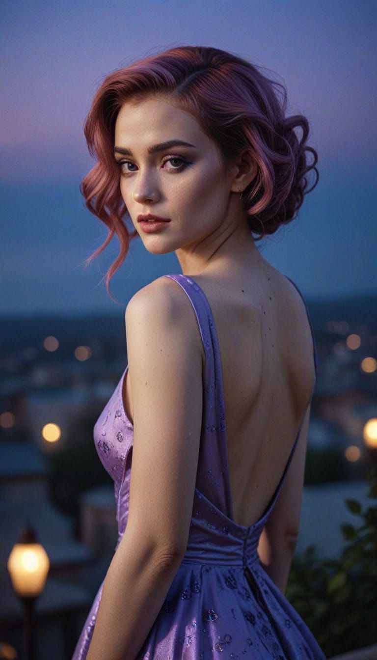 Elegant Femme Fatale in Twilight Ambiance