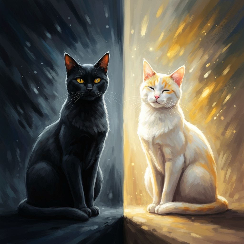 Cats of Shadow and Light: An Impressionistic Scene