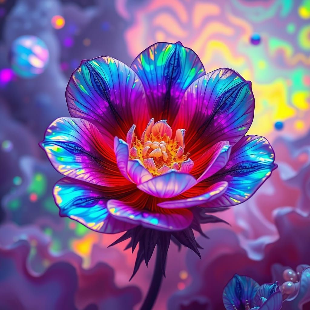 Ethereal Opaline Blooms in Cosmic Dreamscapes