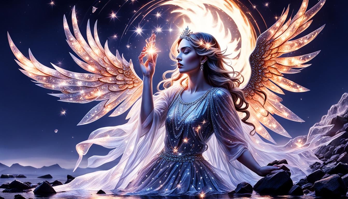 Ethereal Fire Angel with Diamond Wings
