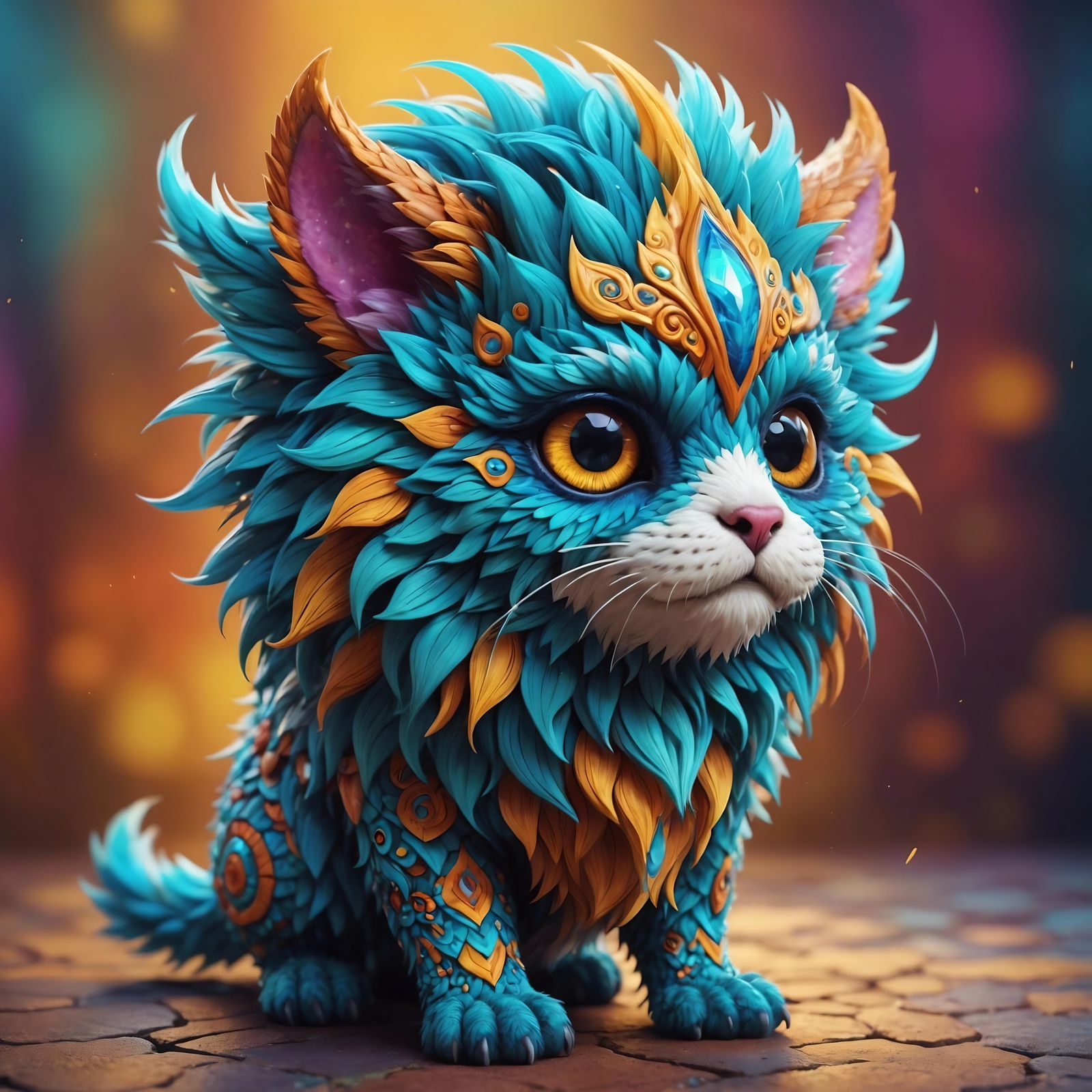 Colorful Fluffy Mythical Creature in High Resolution