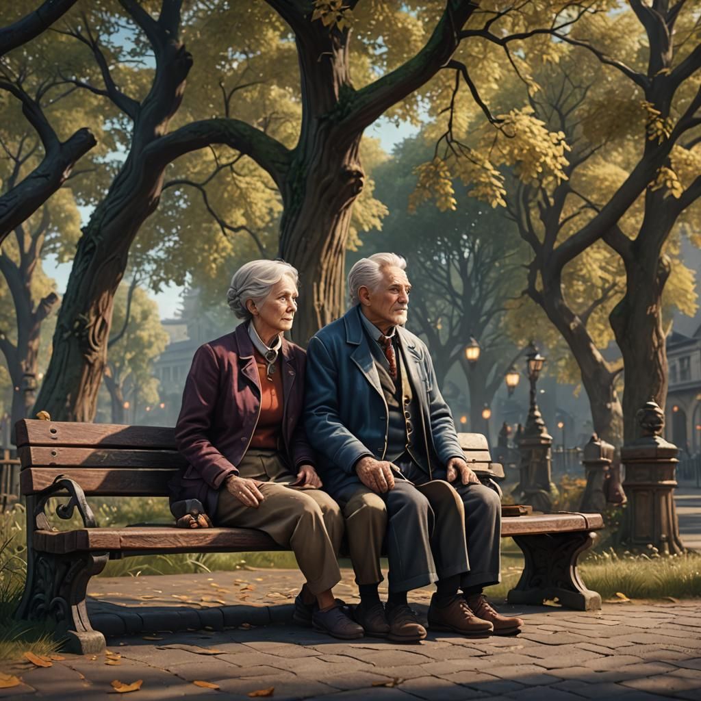 Elderly Couple with Young Couple: Fantasy Art