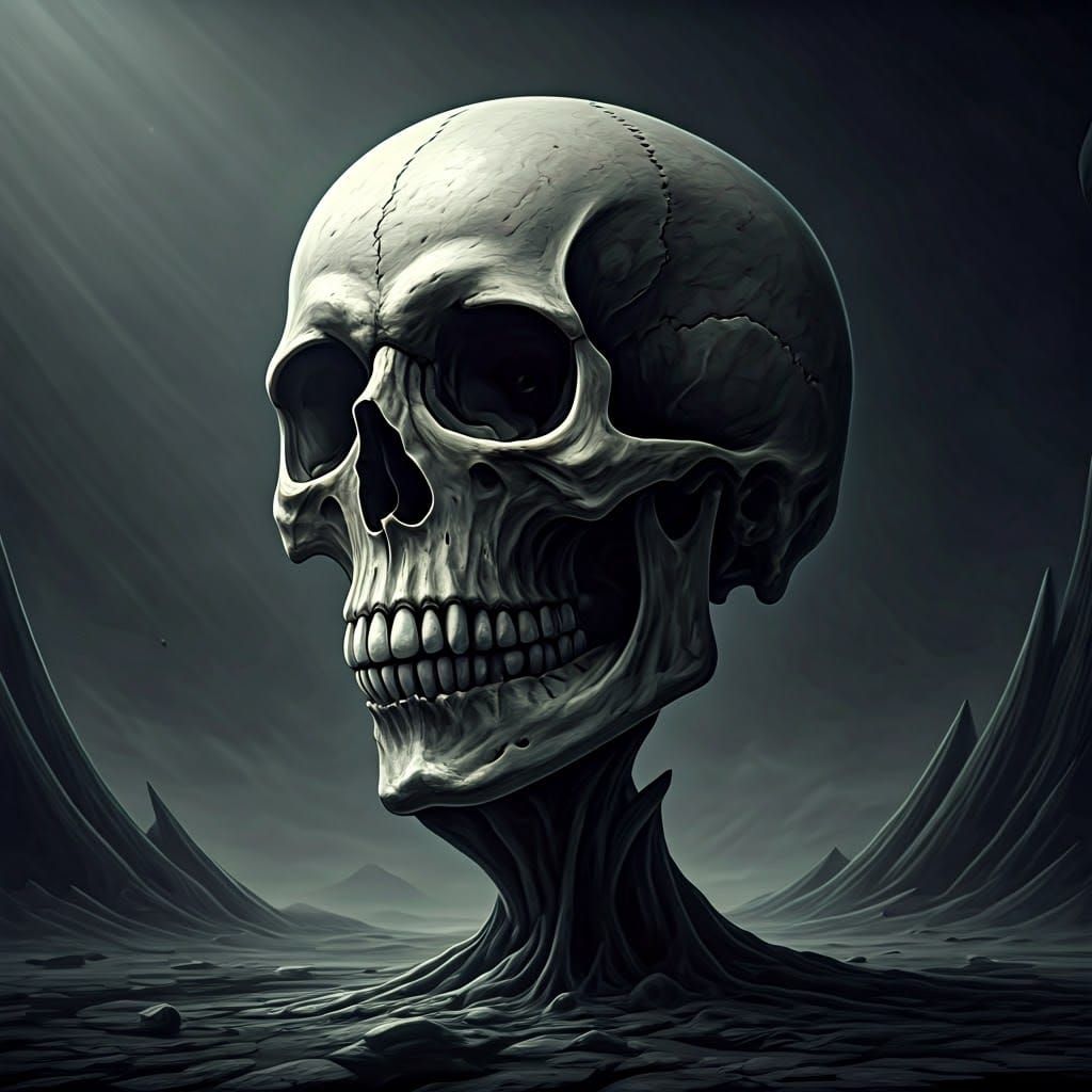 Surreal Floating Skull Dreamworld of Madness