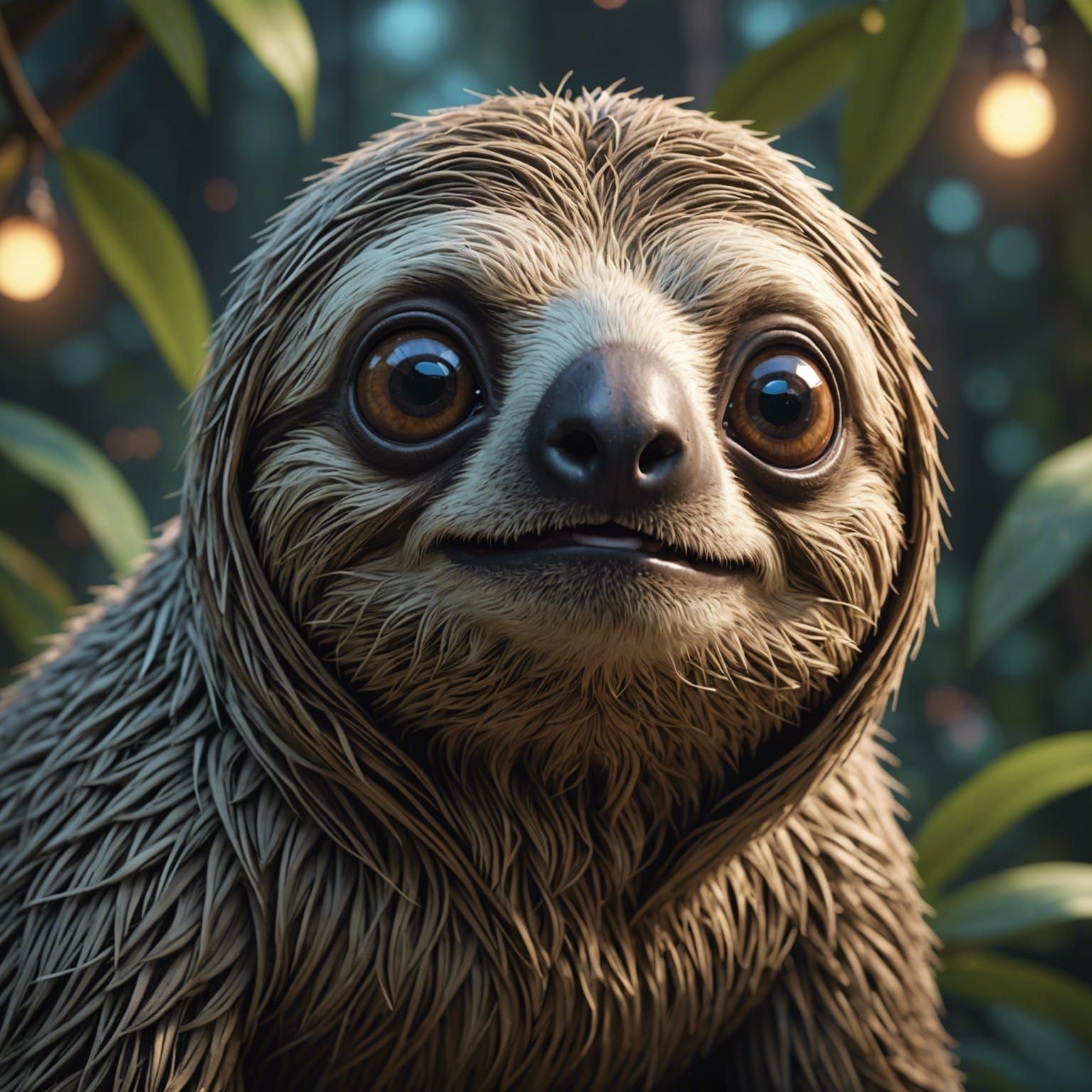 Whimsical Surprised Sloth with Googly Eyes