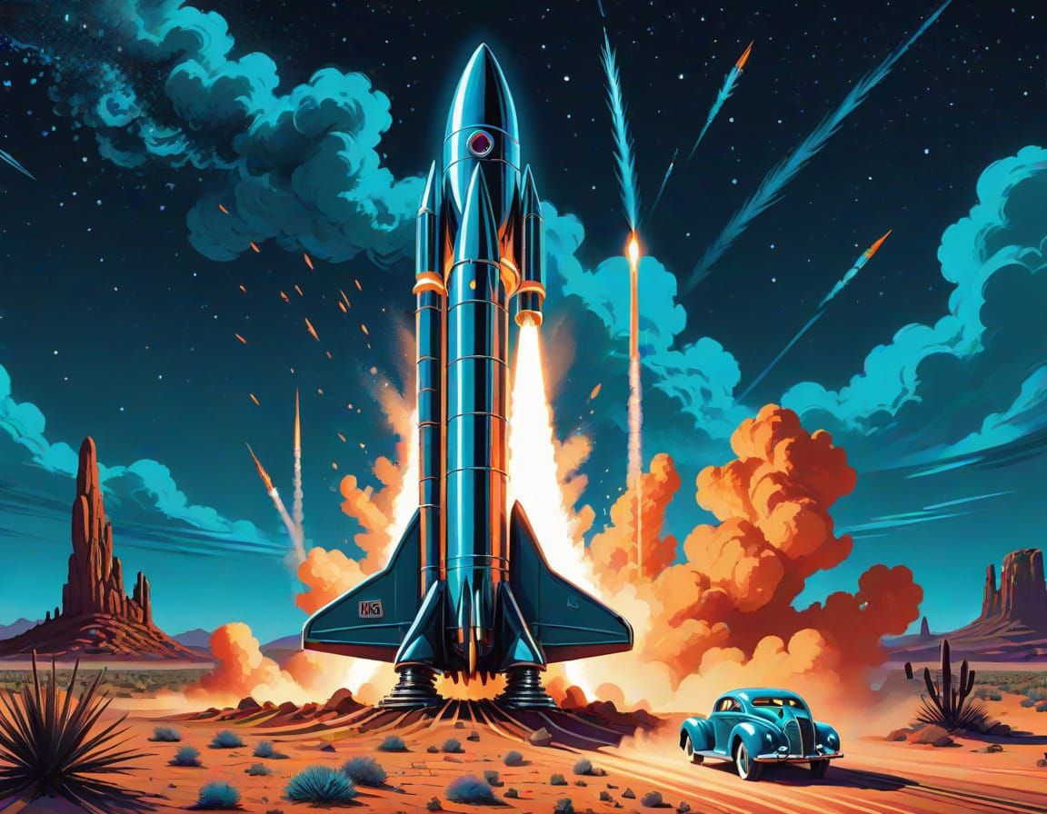 Rocket Blasts Off from Retro-Futuristic Desert Launchpad in ...