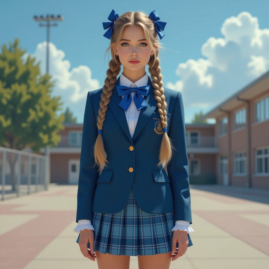 Lena in School Uniform as Digital Matte Painting