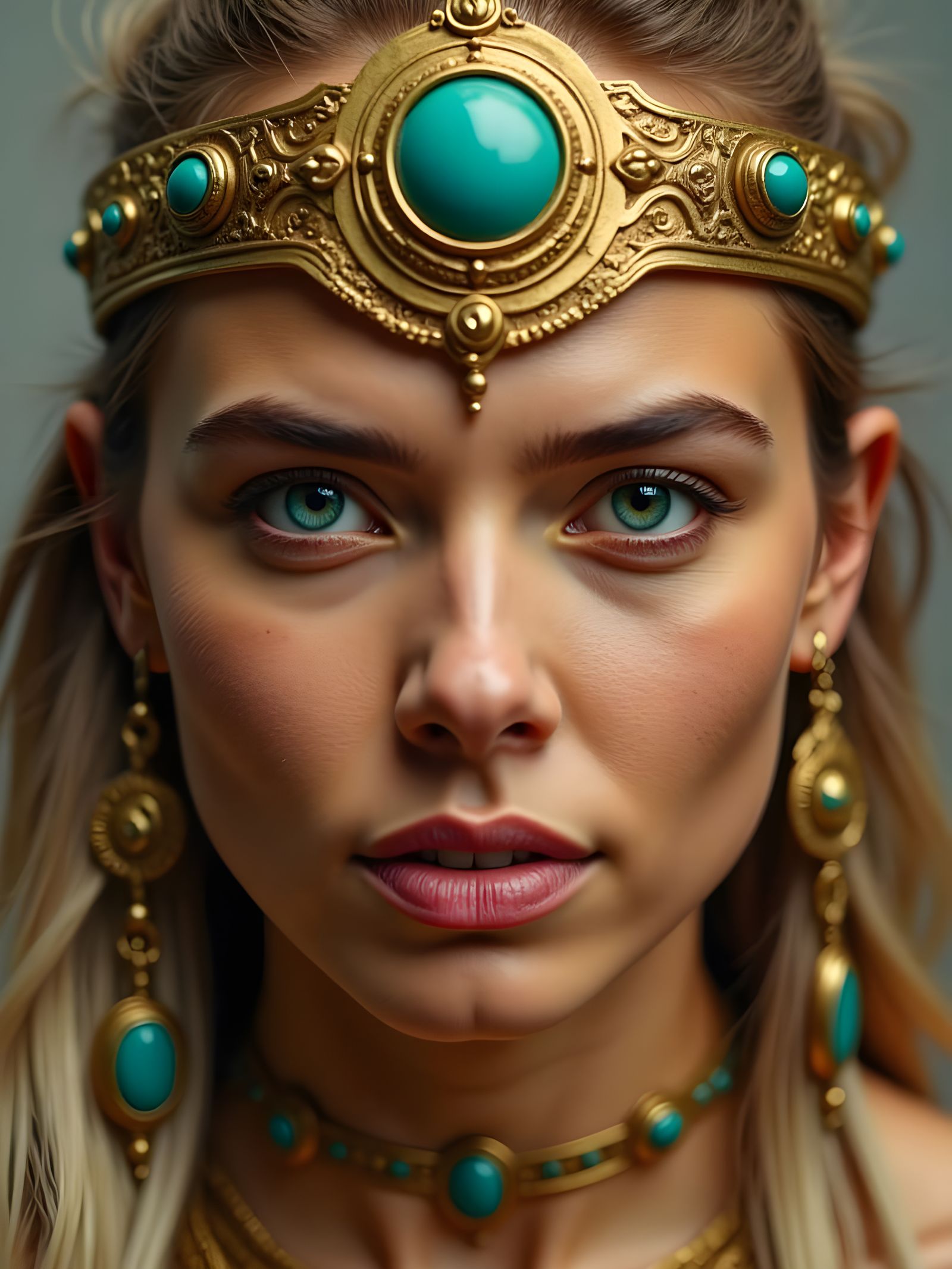Ancient Female Warrior Close-Up Portrait