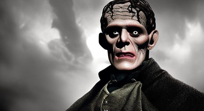 Grotesque Frankenstein's Monster in Digital Painting Style