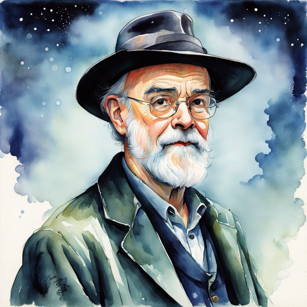 Watercolor Portrait of Sir Terry Pratchett