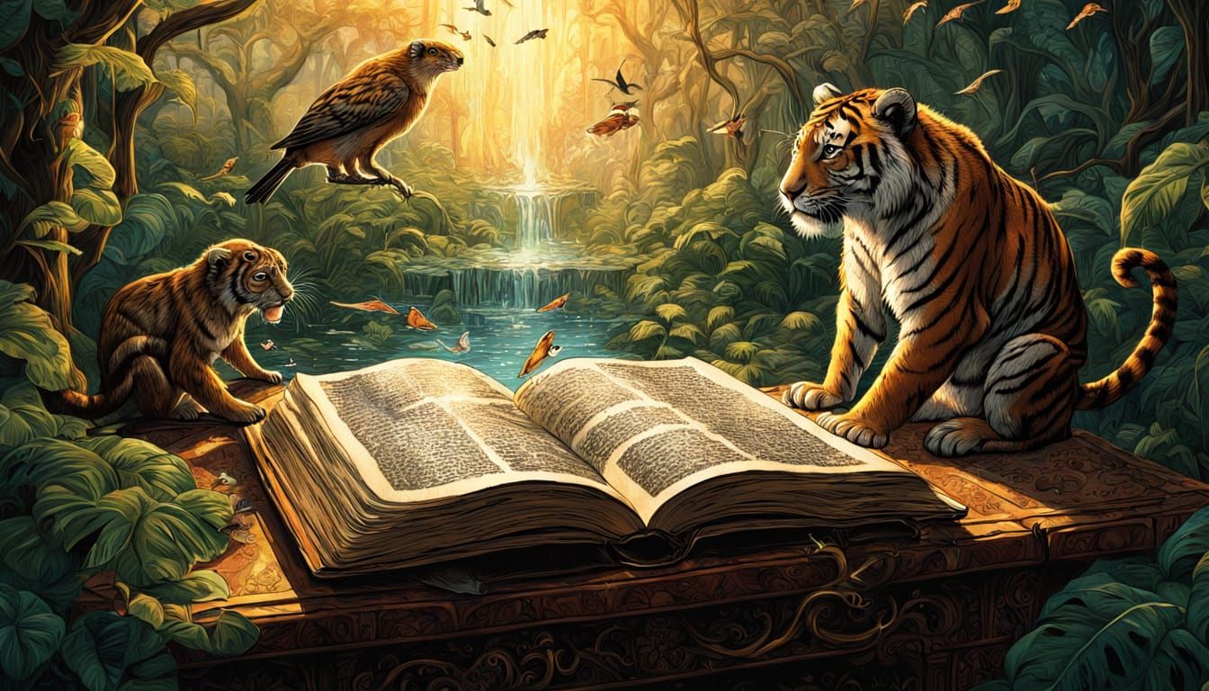 Jungle Erupts from Ancient Book, Comic Book Art