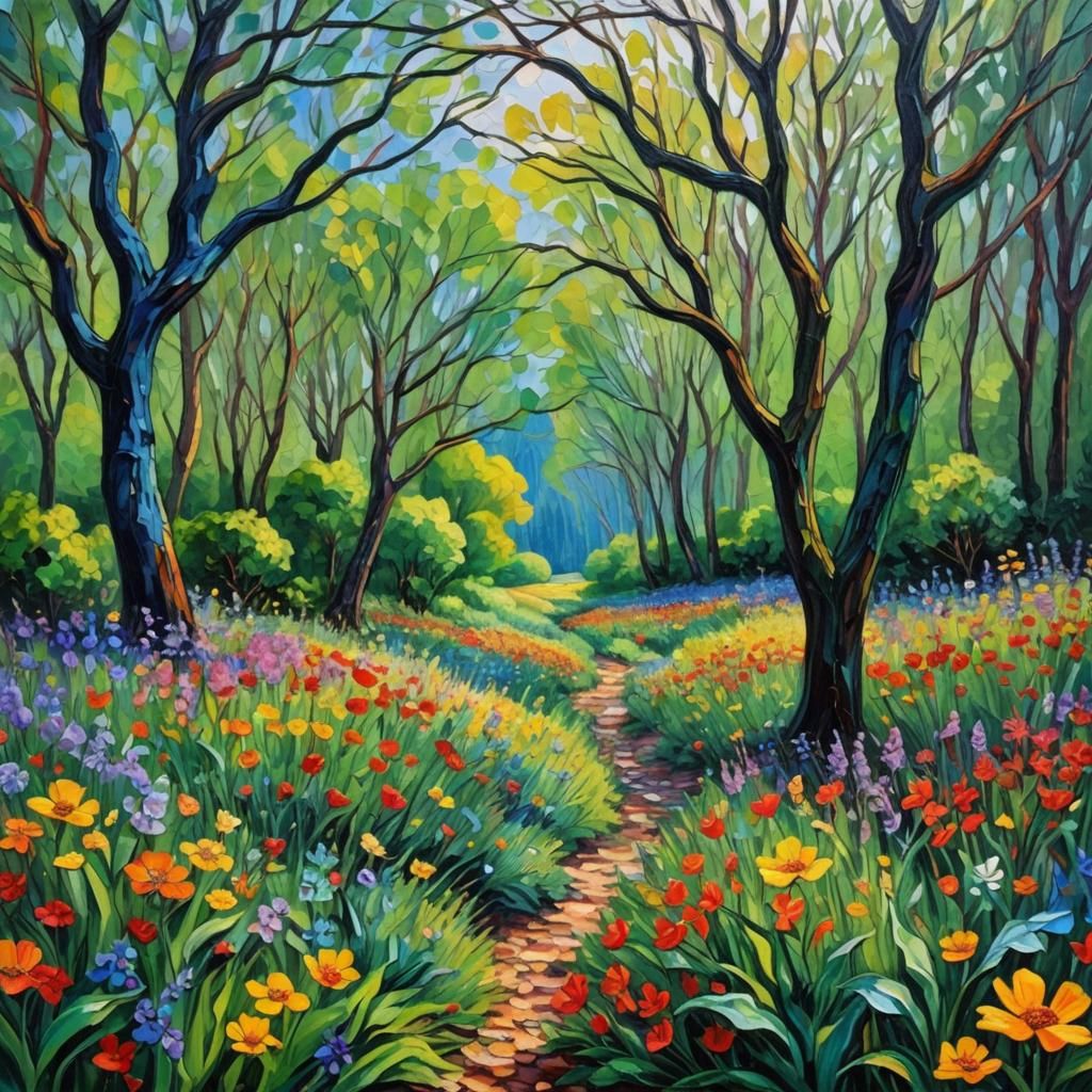 Colorful Neo-Impressionist Landscape Painting