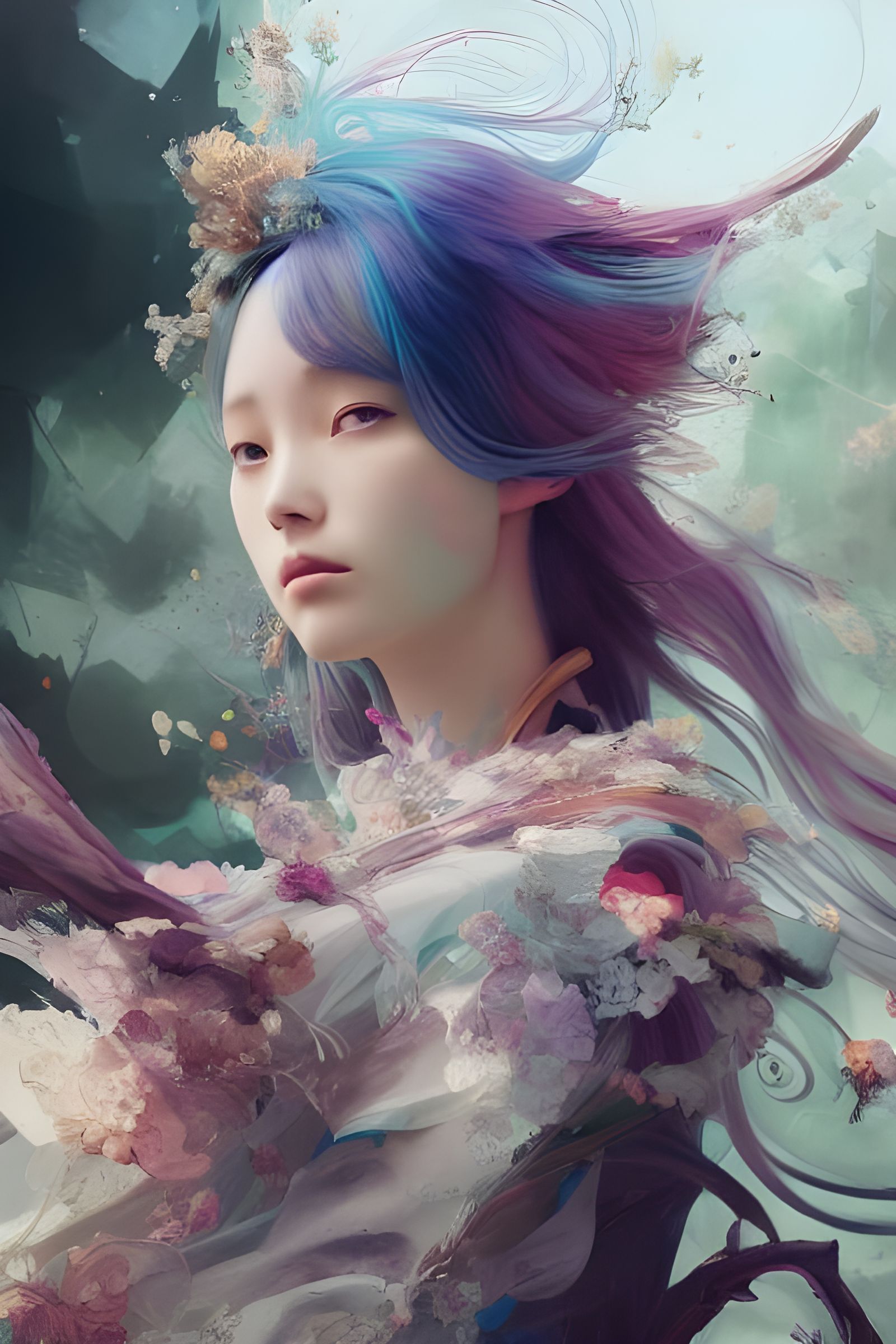 Beautiful Wind Princess Portrait in Digital Art Style