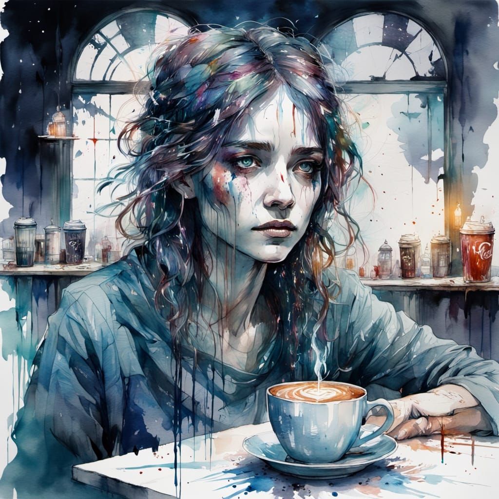 Spooky Moonlit Coffeehouse With Ghostly Baristas