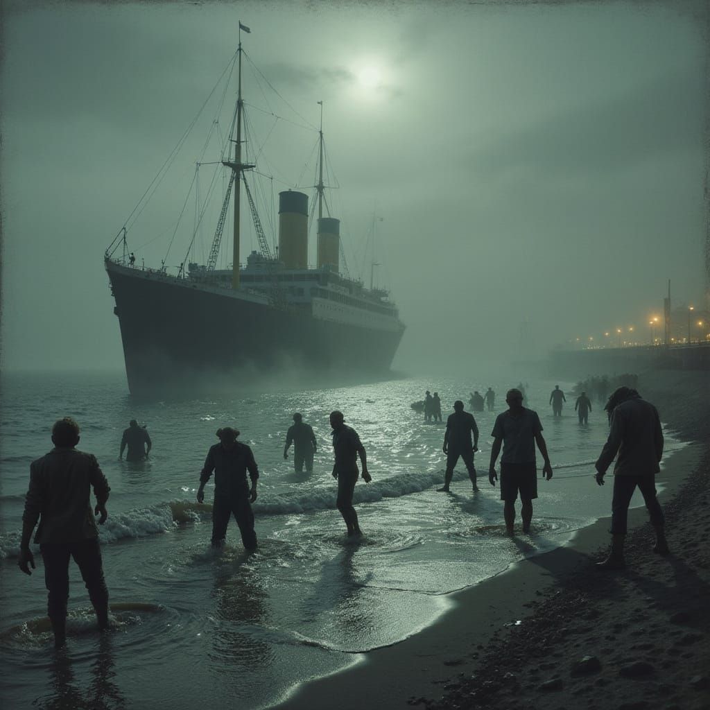 Zombies Rise at Long Beach: Eerie Scene