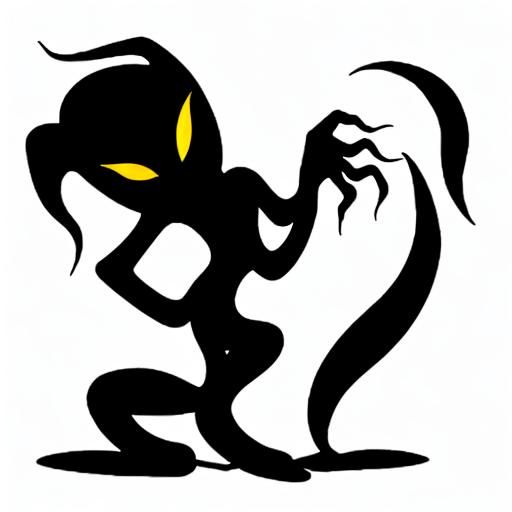 Creepy Shadow Monster Dancing: Minimalist Line Art