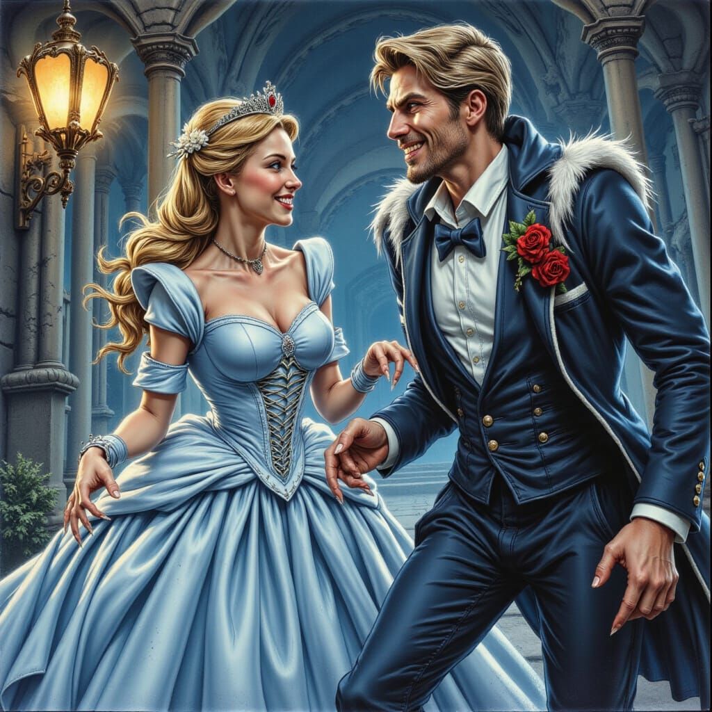 Mysterious Cinderella at a Dark Ball